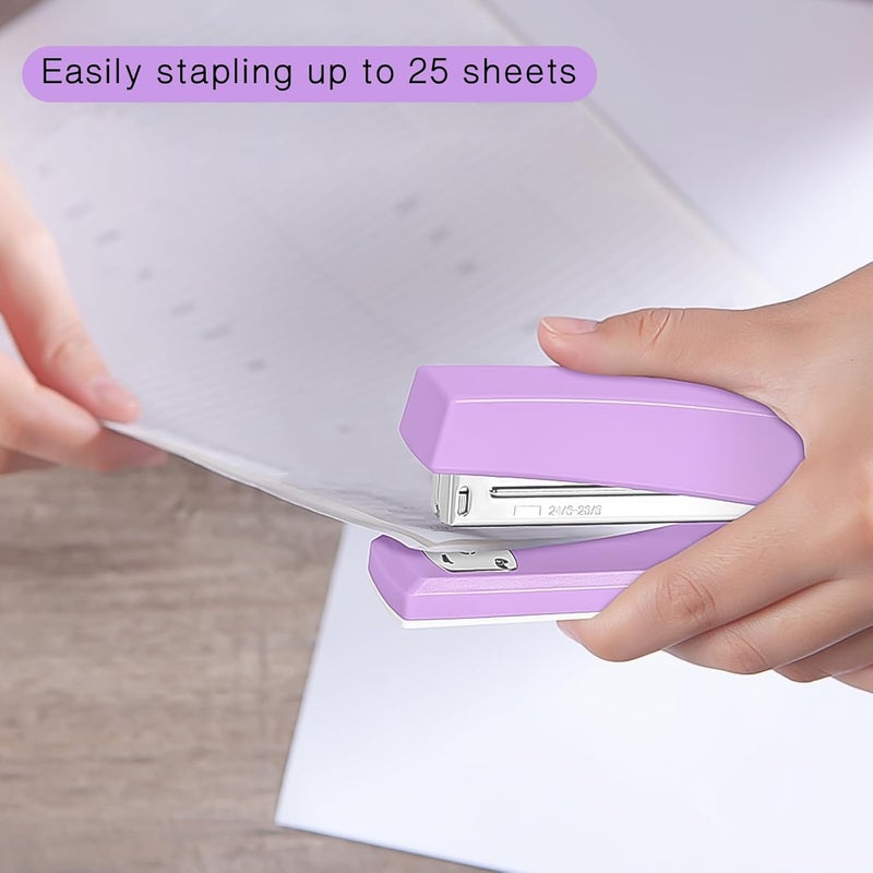 Muxdilu Stapler 25 Sheet Capacity with 1000 Staples and Staple Remover - Staplers for Desk, Non-Slip Office Stapler with Staples for Office, Purple - Image 3